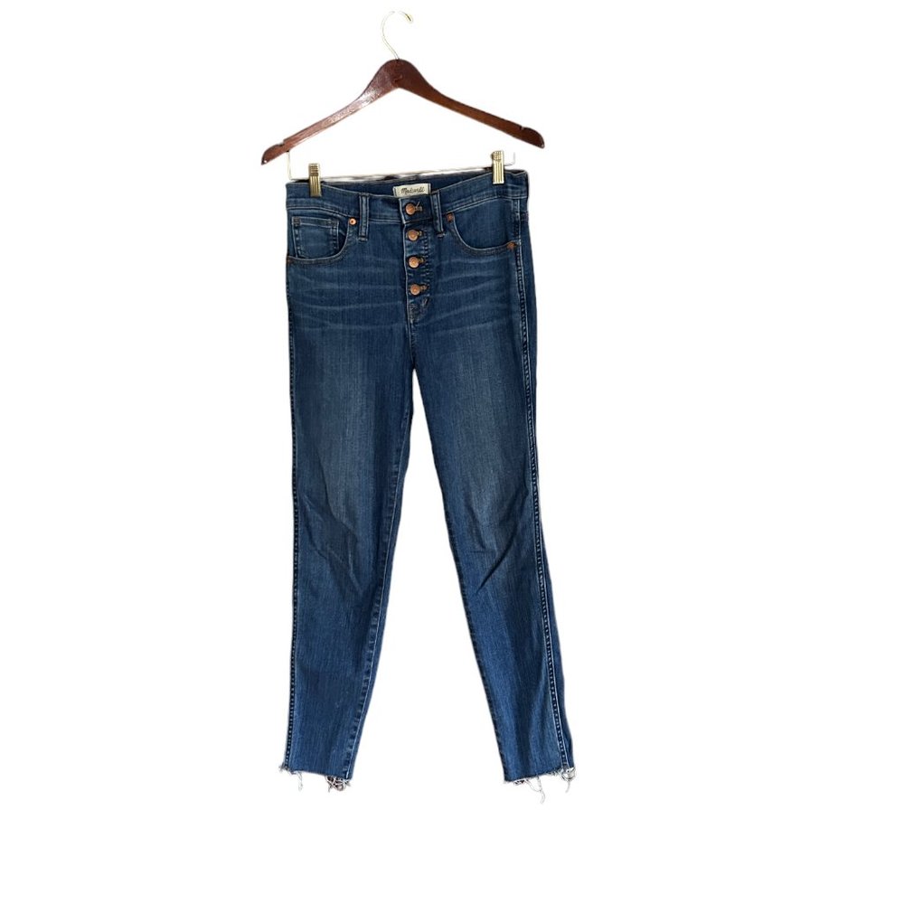 Madewell 10" High-Rise Skinny Jeans Button-Front Edition Raw Hem Women’s Size 28
